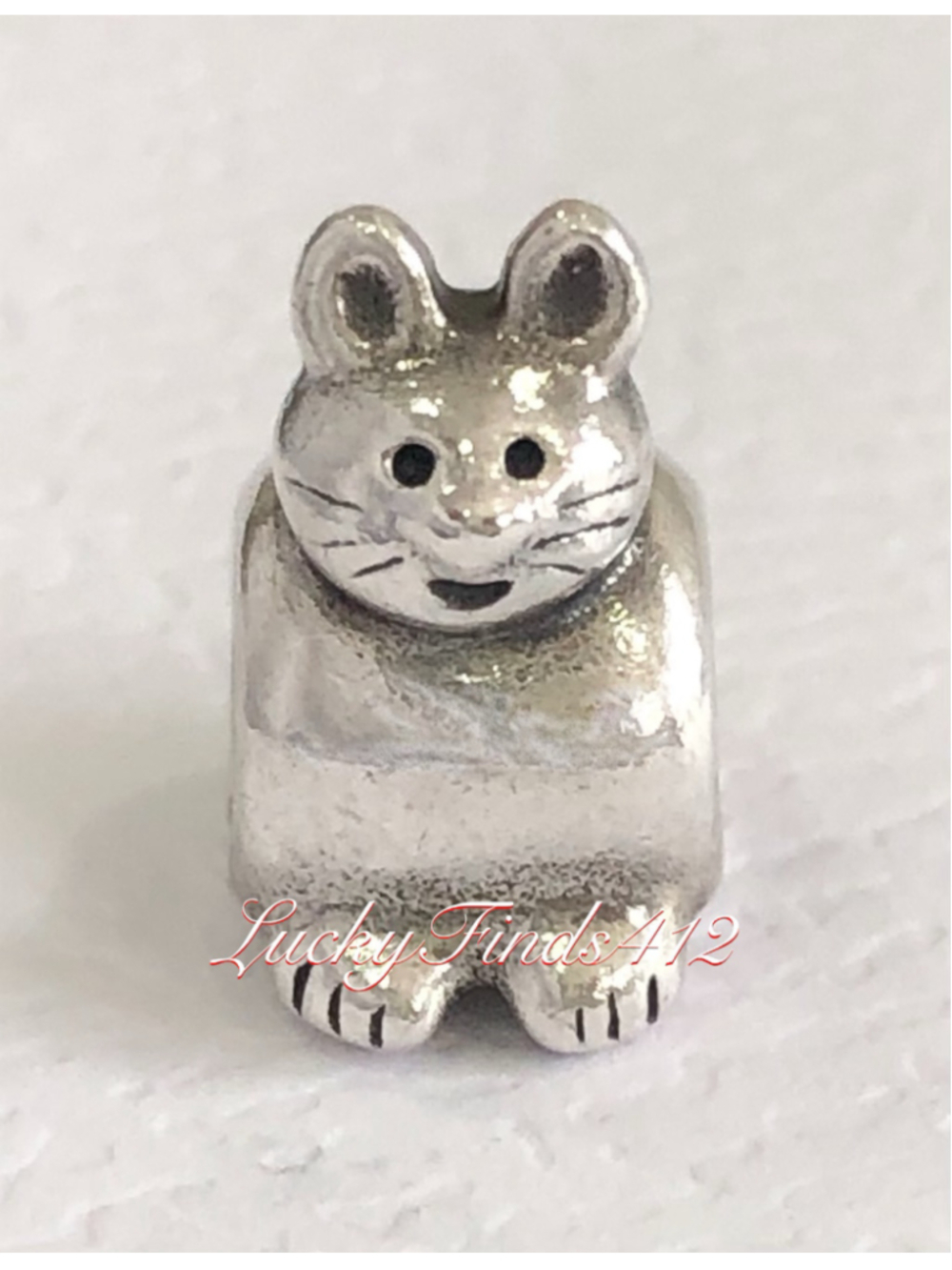 Authentic Pandora Kitty Cat Charm Sterling Silver Retired